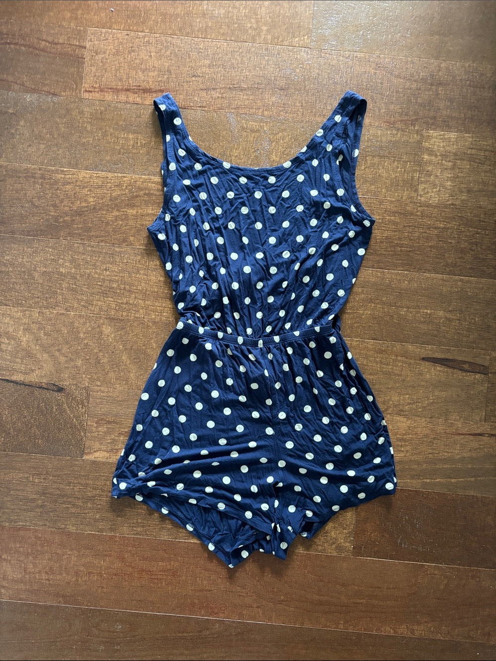 Old Navy Navy Blue Polka Dot Romper